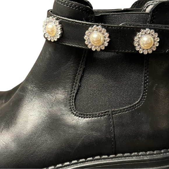 Copper Key COSMO PEARL RHINESTONE Leather Chelsea Booties NWT - Picture 5 of 11